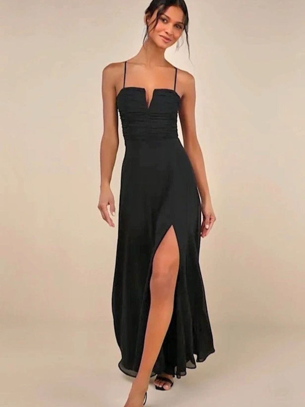Lulus Sweeney Black Sleeveless Maxi Dress Women’s Size Large